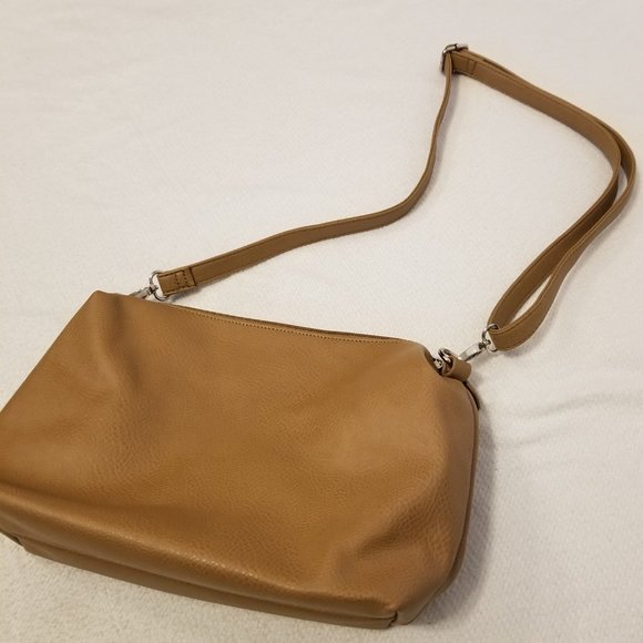 Tan Slouchy Hobo Crossbody Side Bag with Adjustable Straps - Picture 3 of 13